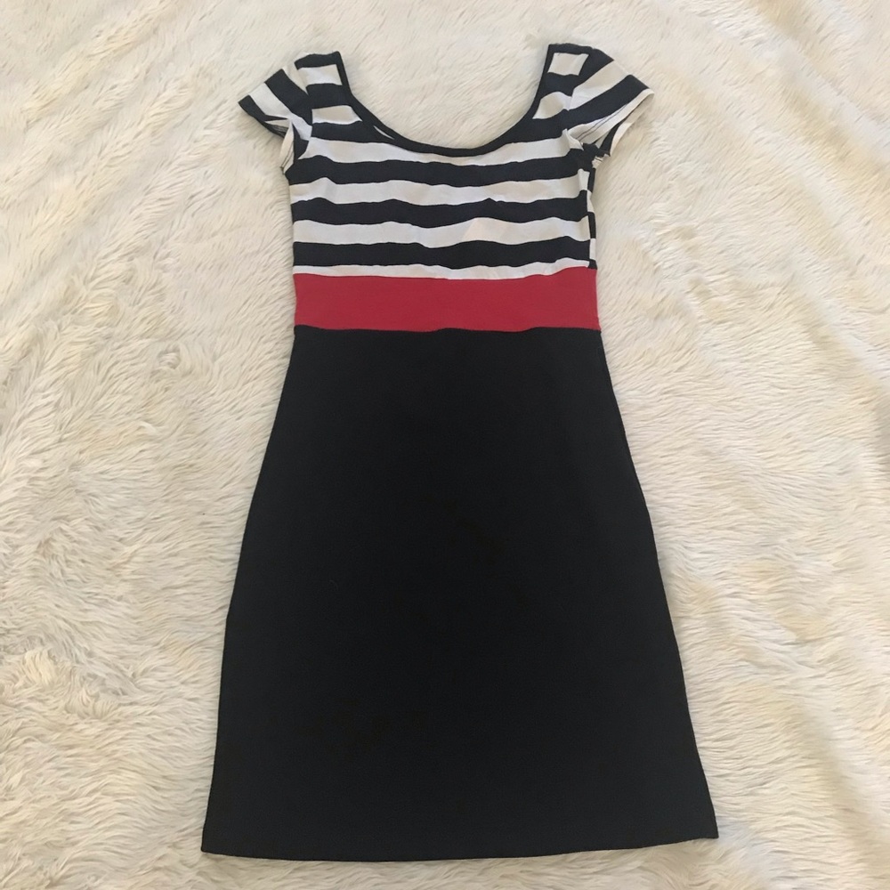 Black, White, and Red Mini Dress